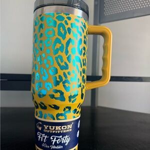 Yellow and Blue Insulated Dining Mug with Ergonomic Handle